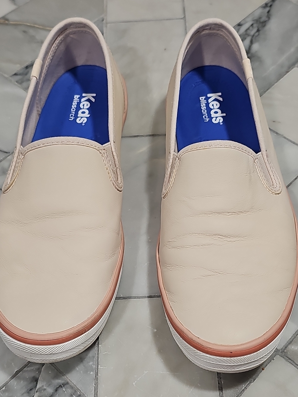 Keds Slip-On Leather Sneakers in Light Pink